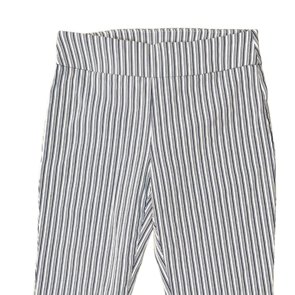 DFA New York Capri Size 12 Blue Striped Flat Front Cropped Pants Casual Coastal - Picture 2 of 12